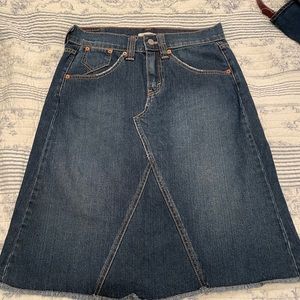Below the knee jean skirt